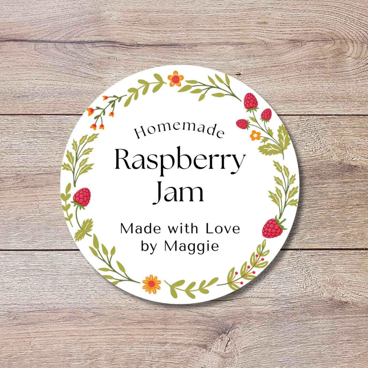 Personalized Raspberry Jam Stickers, Custom Homemade Puree Canning Mason Jar Lid Labels, Gifting Fruit Jam Preserves Labels