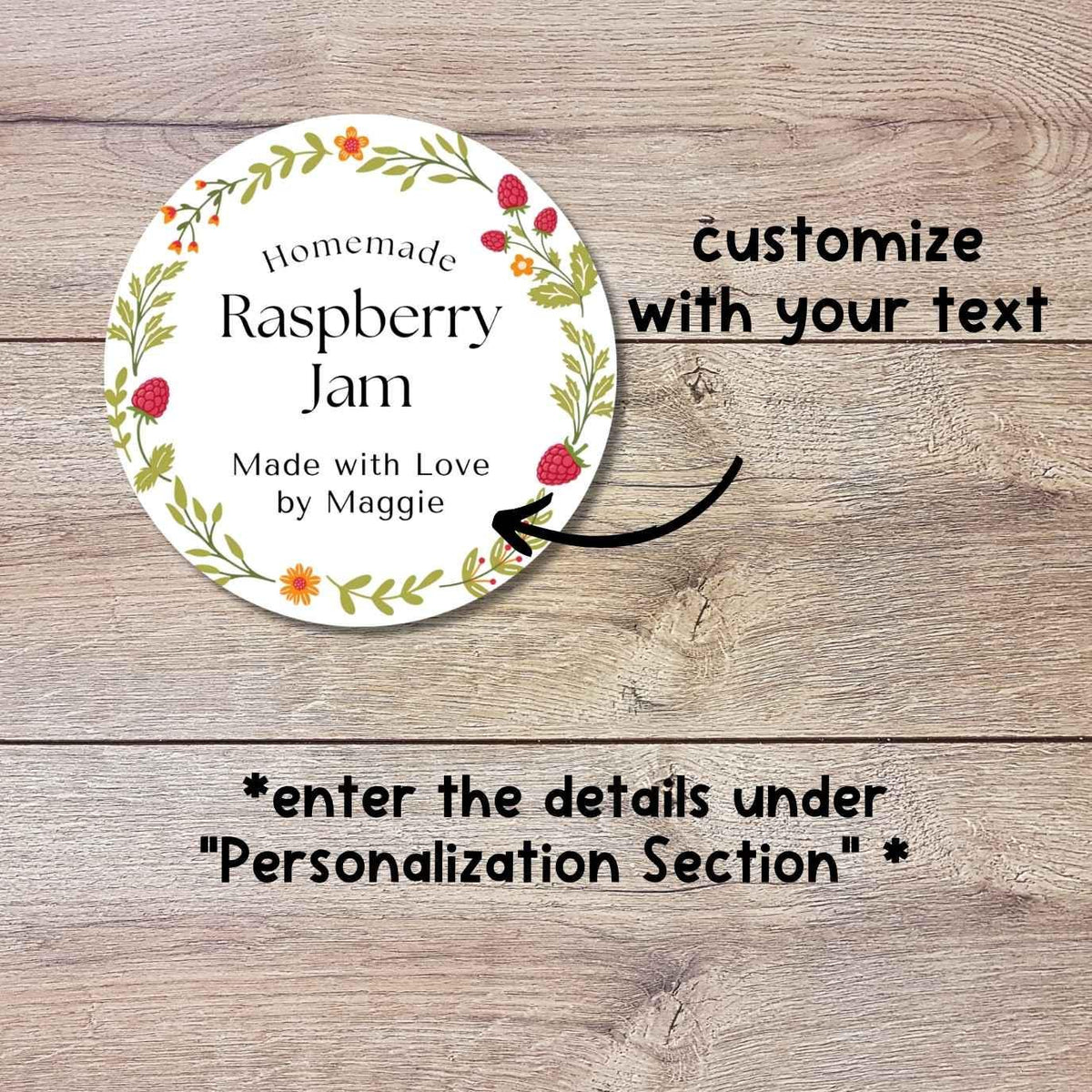 Personalized Raspberry Jam Stickers, Custom Homemade Puree Canning Mason Jar Lid Labels, Gifting Fruit Jam Preserves Labels