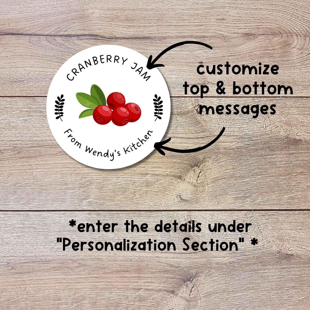 Personalized Cranberry Jam Stickers, Custom Homemade Puree Canning Mason Jar Lid Labels, Gifting Fruit Jelly Preserves Labels