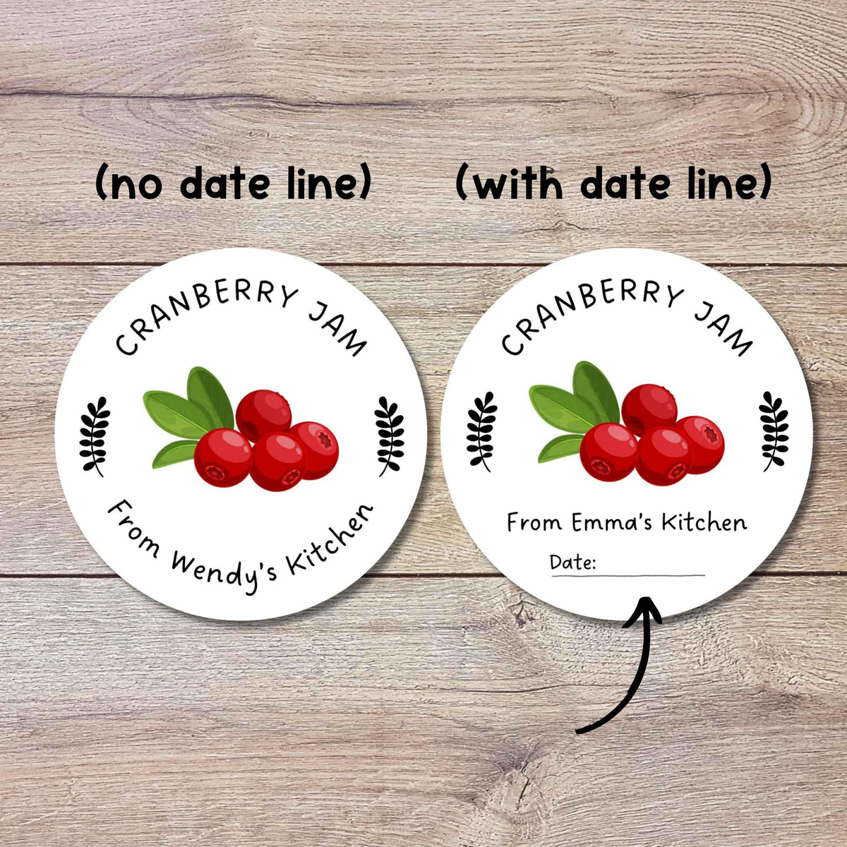 Personalized Cranberry Jam Stickers, Custom Homemade Puree Canning Mason Jar Lid Labels, Gifting Fruit Jelly Preserves Labels