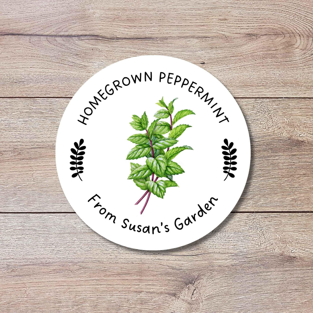 Personalized Homegrown Peppermint Stickers, Custom Organic Veggie Garden Gift Labels