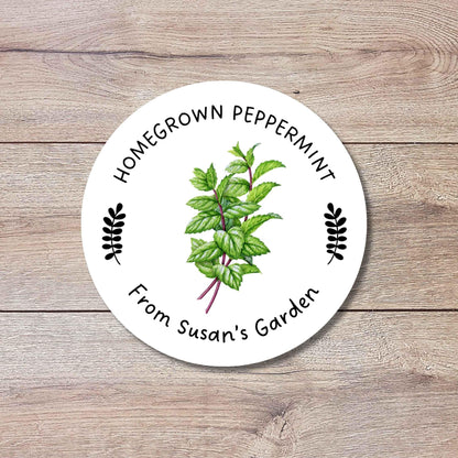 Personalized Homegrown Peppermint Stickers, Custom Organic Veggie Garden Gift Labels