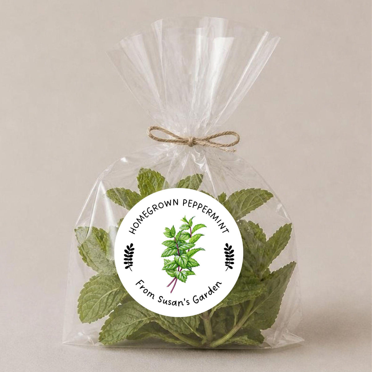 Personalized Homegrown Peppermint Stickers, Custom Organic Veggie Garden Gift Labels