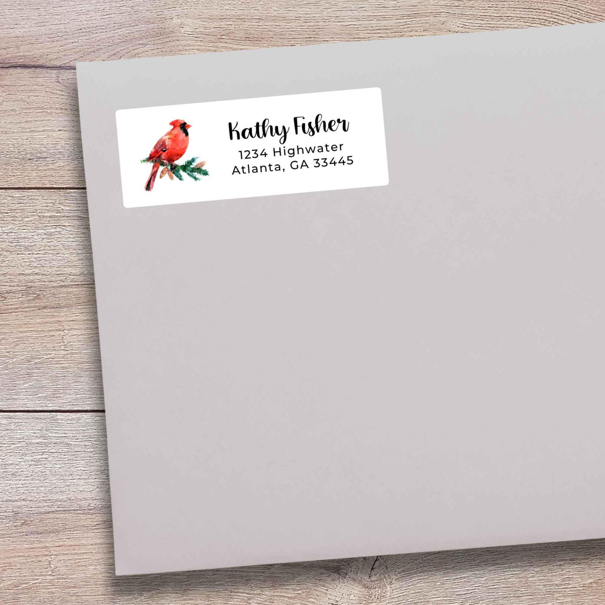 Personalized Red Cardinal Christmas Return Address Stickers, Custom Happy Holidays Name Gift Bag Labels