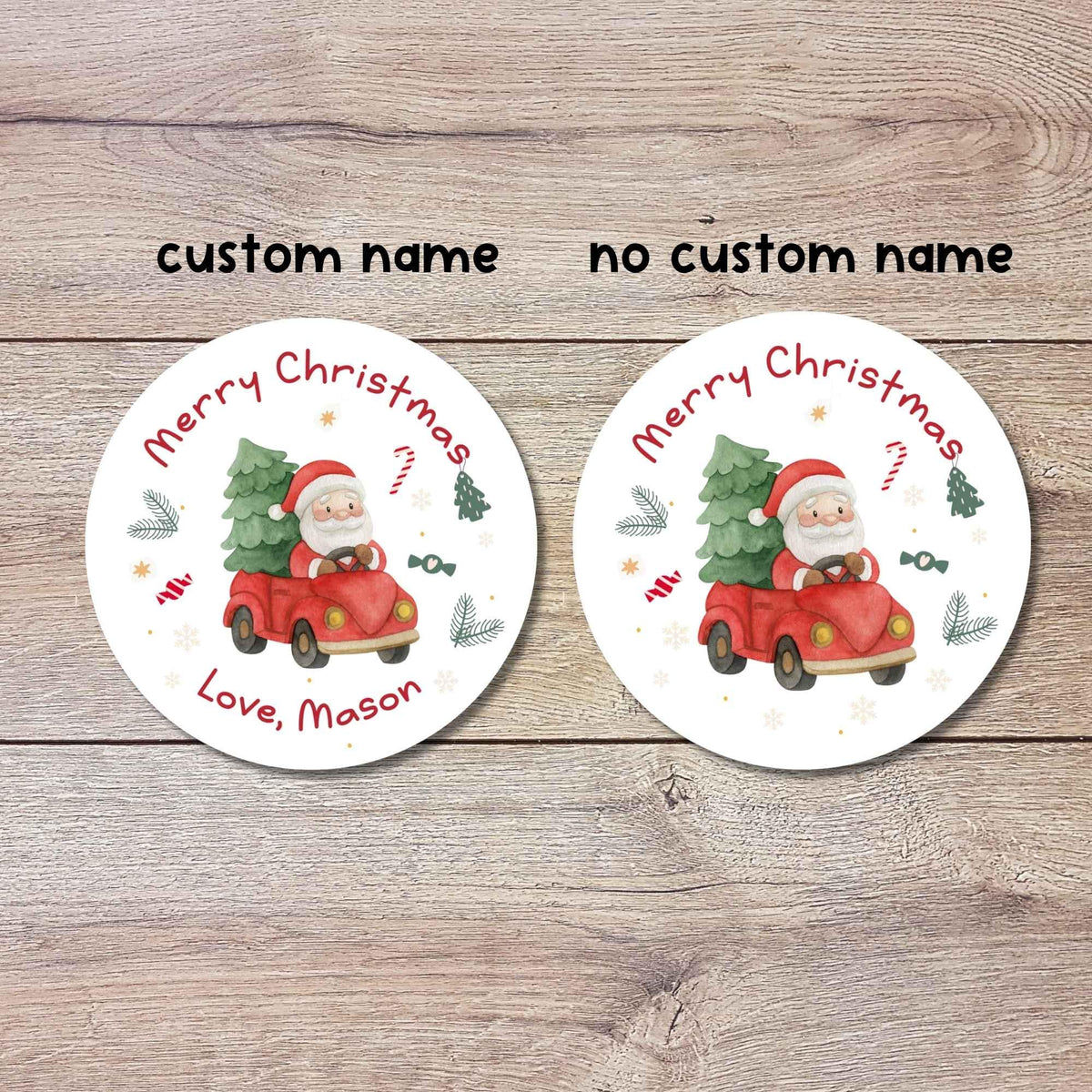 Merry Christmas Santa Personalized Stickers, Custom Happy Holidays Name Labels for Gift Wrapping Party Favors