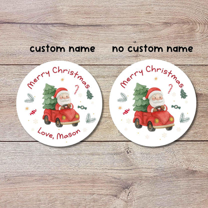 Merry Christmas Santa Personalized Stickers, Custom Happy Holidays Name Labels for Gift Wrapping Party Favors