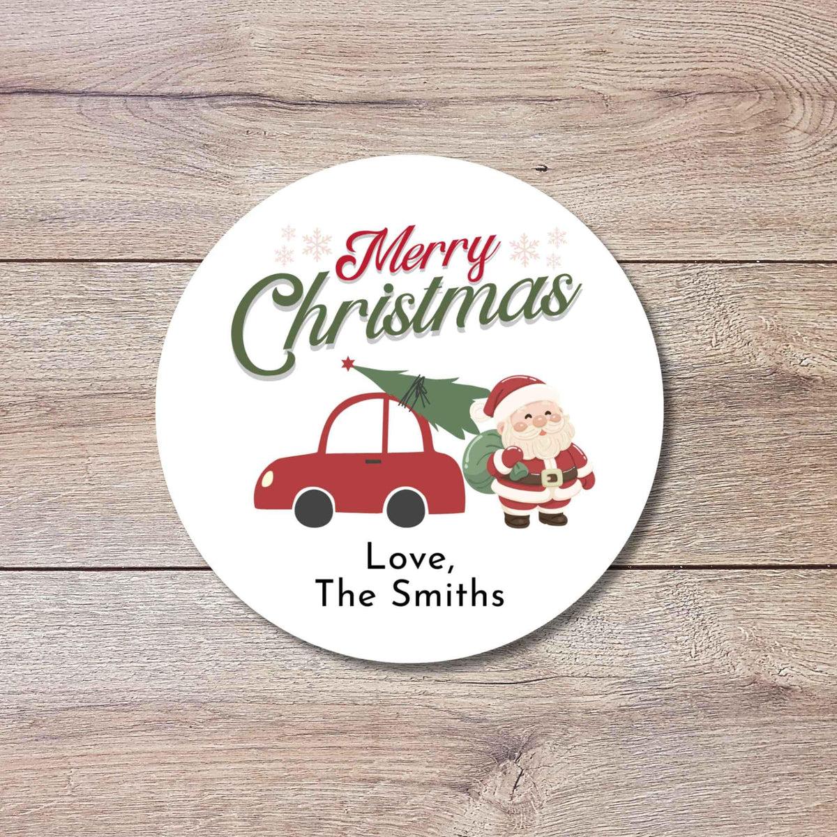 Retro Santa Claus Personalized Vintage Christmas Stickers, Custom Holidays Name Labels for Gift Wrapping Party Favors