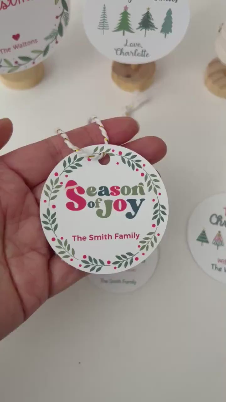 Personalized Christmas Tags, Custom Holiday Gift Tags, Matte Finish, Christmas Goody Bag Party Favor Tags, To and From Gift Tags