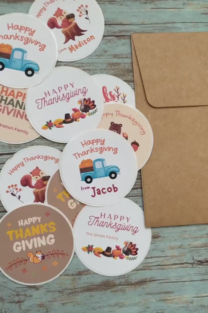 Happy Fall Y'all Personalized Stickers, Custom Happy Fall Thanksgiving Label, Autumn Thank You Gift Party Favor Invitation Envelope Seal