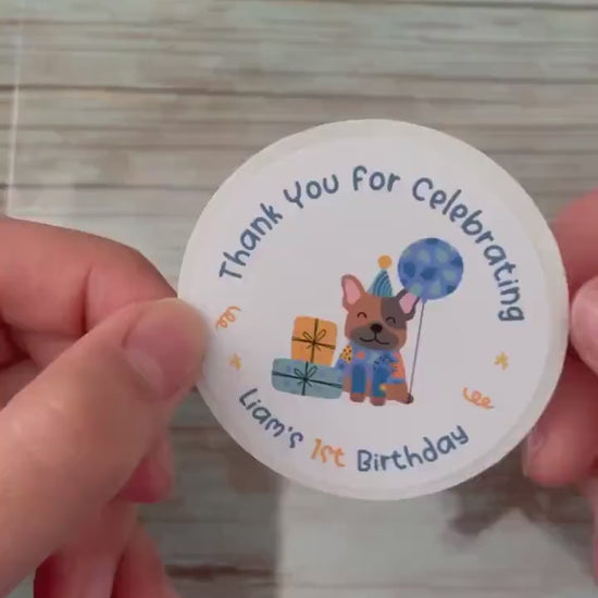 Personalized Happy Birthday Stickers, Goody Bag Stickers, Custom Birthday Label, Kids Birthday Animal Stickers, Cute Bear Birthday Stickers