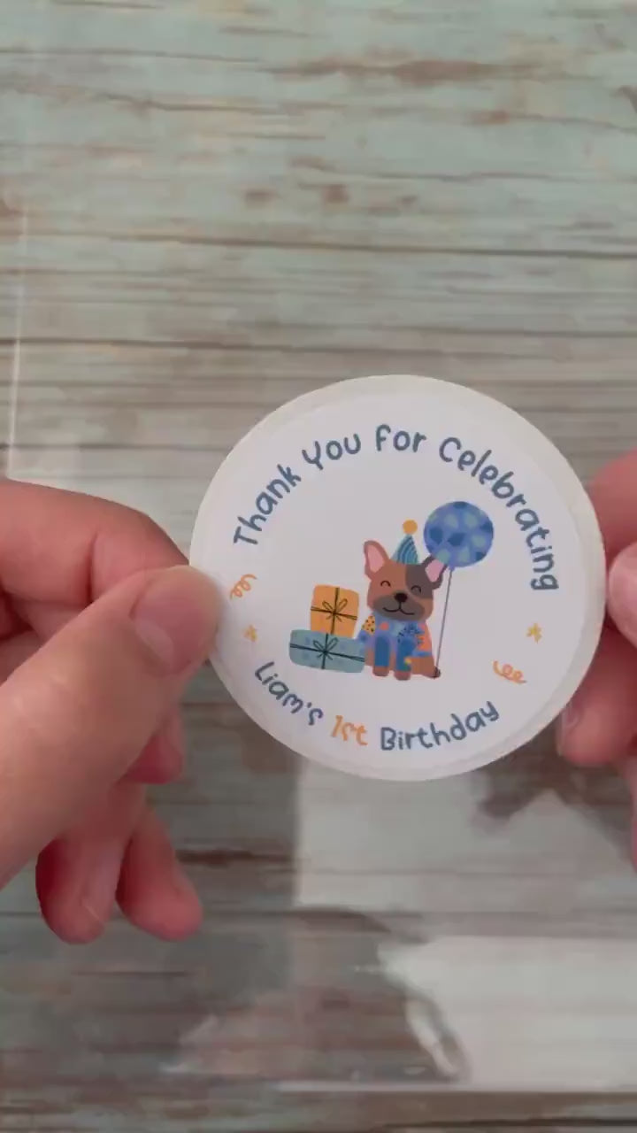 Personalized Happy Birthday Stickers, Goody Bag Stickers, Custom Birthday Label, Kids Birthday Animal Stickers, Cute Bear Birthday Stickers