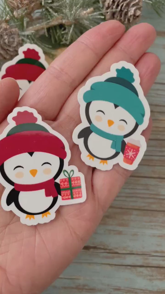 Pick Your Winter Penguin Vinyl Sticker | Glossy Finish | Holiday Winter Sticker, Christmas Sticker, Happy Holidays, Cute Holiday Penguins