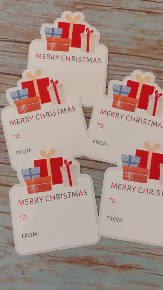 Personalized Christmas Stickers | Matte or Glossy Finish, Custom Holiday Gift Label, Happy Holidays Label, Easy Peel Christmas Gift Sticker