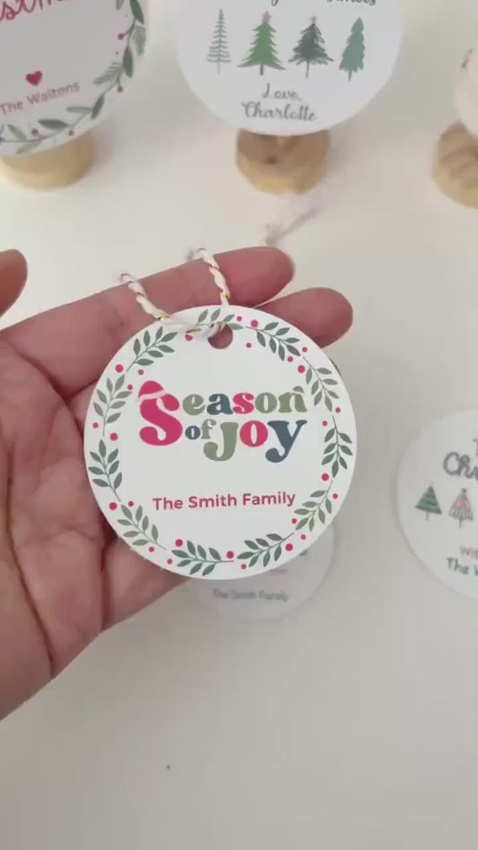 Personalized Christmas Gift Tags, Custom Holiday Gift Box Tags, Matte Finish, Christmas Goody Bag Party Favor Tags, Cute Gift Bag Tags
