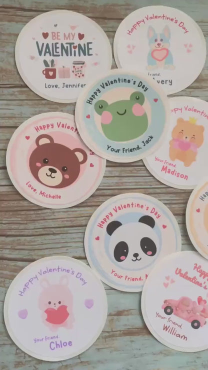 Personalized Valentine's Day Stickers | Matte or Glossy Finish, Custom Valentine Label, Valentine Favor Treat Bag Sticker, Red Valentine