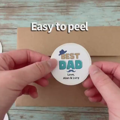 Personalized Father's Day Stickers, Father's Day Sticker, Custom Father's Day Label Best Dad Ever, Father's Day Gift Label Tag, Love You Dad