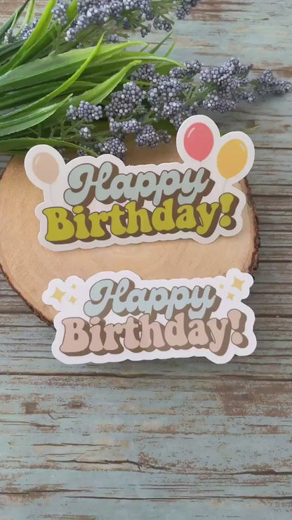 Happy Birthday Vinyl Sticker, Birthday Balloon Card Sticker, Die Cut Waterproof Birthday Sticker, Birthday Party Sticker, Sticker for Card