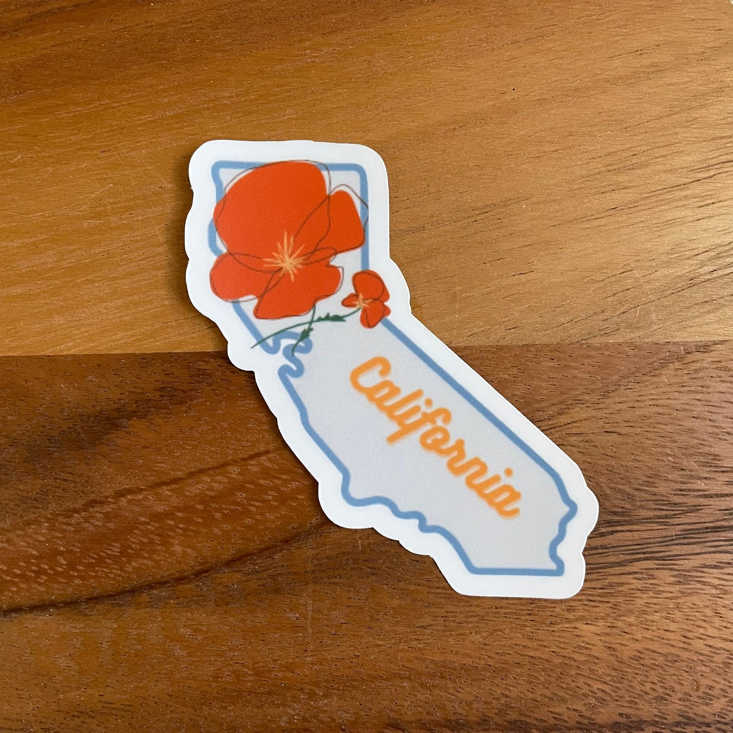 California State Flower Poppy Vinyl Sticker