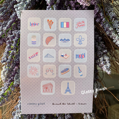 France Travel Sticker Sheet