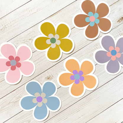 Retro Flower Vinyl Sticker Set