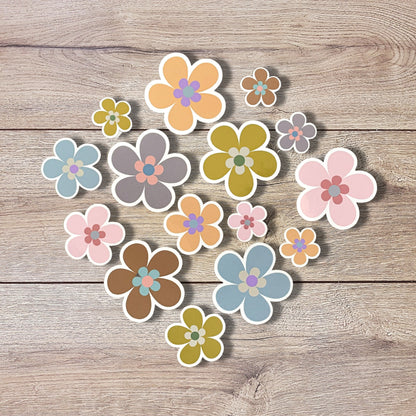 Retro Flower Vinyl Sticker Set