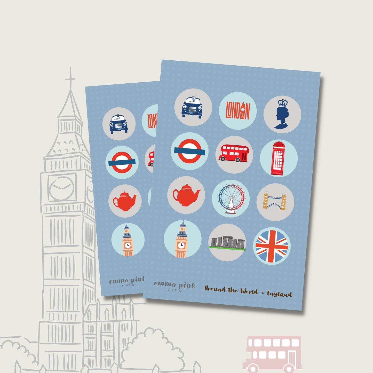 England Travel Sticker Sheet