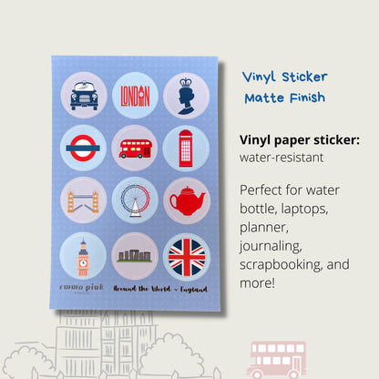 England Travel Sticker Sheet