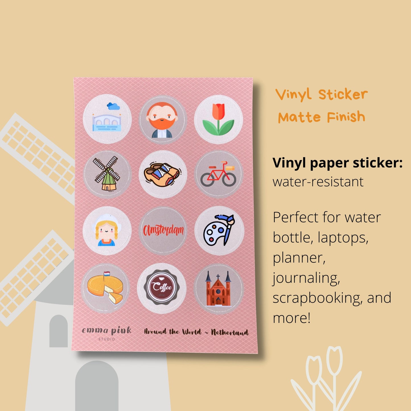 Netherland Travel Sticker Sheet