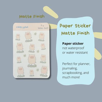 Pig Oink Sticker Sheet