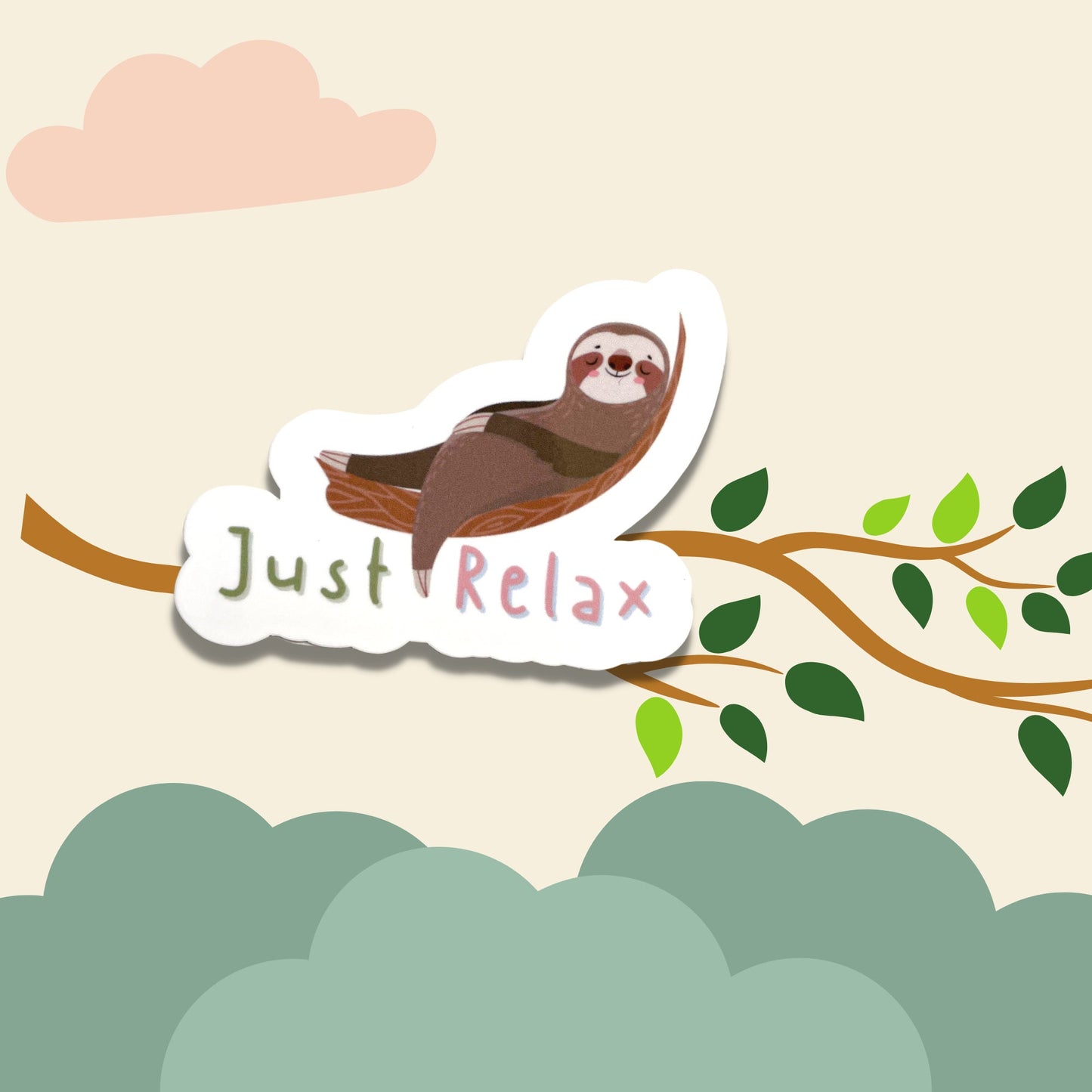 Sloth Just Relax Vinyl Sticker