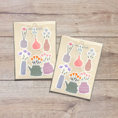 Flower Vase Vinyl Sticker Set