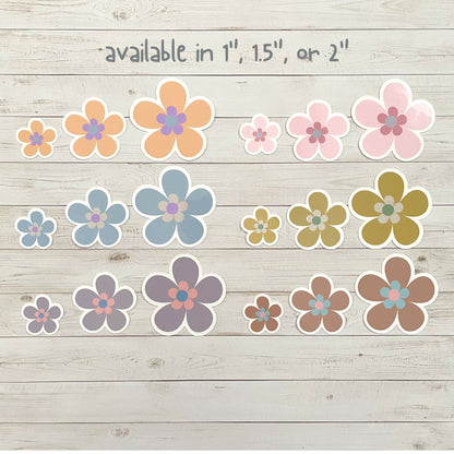 Retro Flower Vinyl Sticker Set