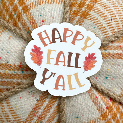 Happy Fall Y'All Vinyl Sticker
