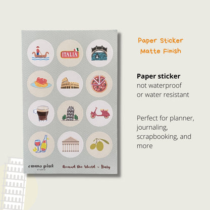 Italy Travel Sticker Sheet