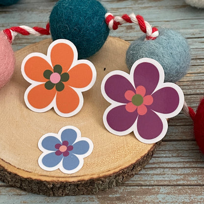 Holiday Flower Sticker Set, Glossy or Matte Finish, Set of 6