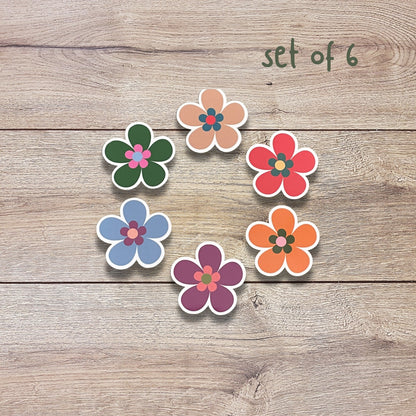 Holiday Flower Sticker Set, Glossy or Matte Finish, Set of 6