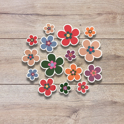 Holiday Flower Sticker Set, Glossy or Matte Finish, Set of 6