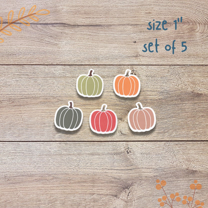 Pumpkin Vinyl Stickers | Set of 5, Glossy or Matte Finish, Fall Pumpkin Seasonal Stickers, Fall Season Sticker, Autumn Glassware Stickers