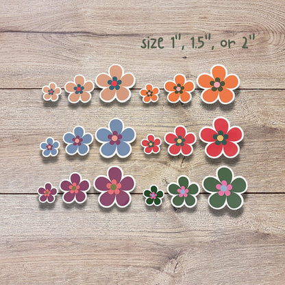 Holiday Flower Sticker Set, Glossy or Matte Finish, Set of 6