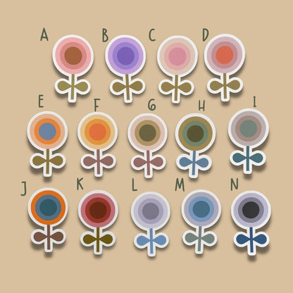 Retro Boho Flower Vinyl Sticker Set