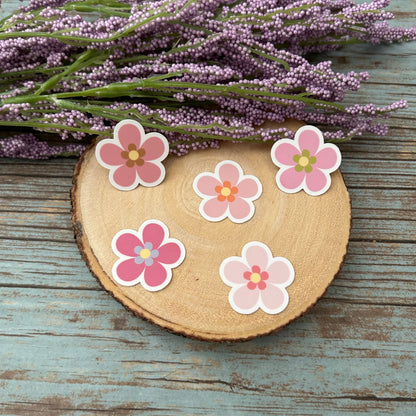 Pink Flowers Vinyl Sticker Set of 6