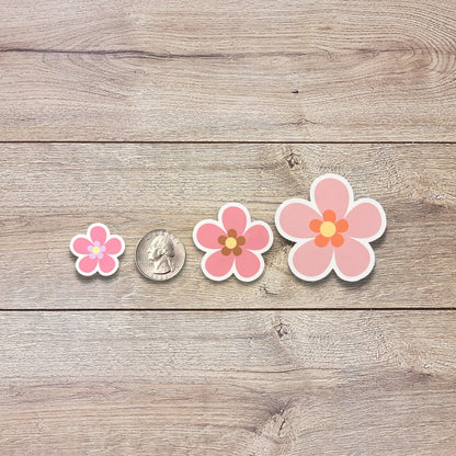 Pink Flowers Vinyl Sticker Set of 6