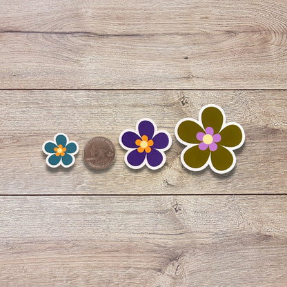 Fall Flowers Vinyl Sticker Set of 6, Flower Pack, 1" 1.5"or 2" Matte or Glossy Finish, Mini Flower Laptop Water Bottle Phone Fall Sticker,