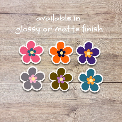 Fall Flowers Vinyl Sticker Set of 6, Flower Pack, 1" 1.5"or 2" Matte or Glossy Finish, Mini Flower Laptop Water Bottle Phone Fall Sticker,