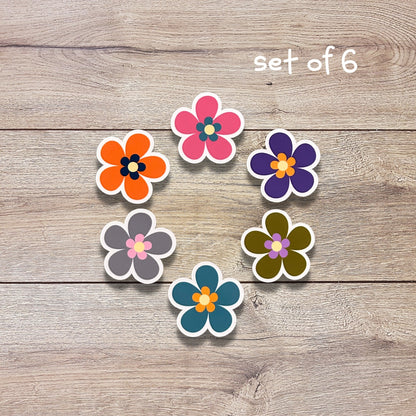 Fall Flowers Vinyl Sticker Set of 6, Flower Pack, 1" 1.5"or 2" Matte or Glossy Finish, Mini Flower Laptop Water Bottle Phone Fall Sticker,