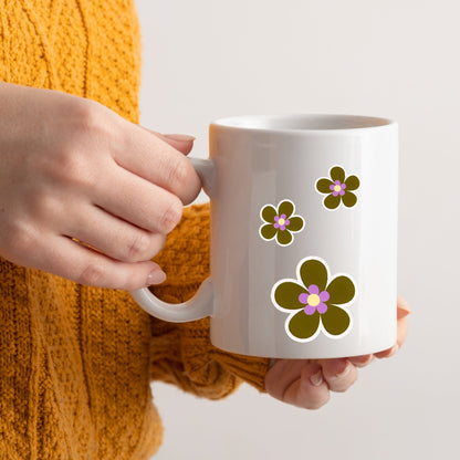 Fall Flowers Vinyl Sticker Set of 6, Flower Pack, 1" 1.5"or 2" Matte or Glossy Finish, Mini Flower Laptop Water Bottle Phone Fall Sticker,