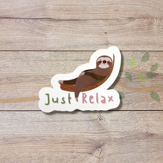 Sloth Just Relax Vinyl Sticker