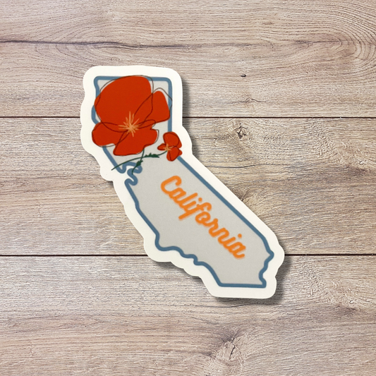 California State Flower Poppy Vinyl Sticker